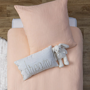 Coussin rectangulaire "Lili" en gaze de coton 50x30cm blanc