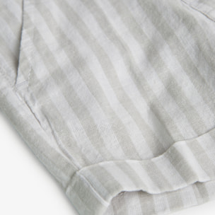 Bermudas, tirantes niÃ±o, lino estampado de rayas, piedra