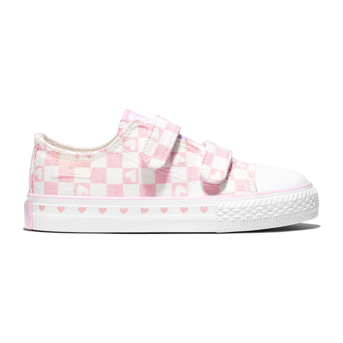 Zapatillas De Niña De Lona Con Estampado De Cuadros En Rosa