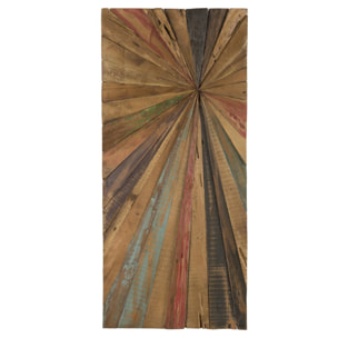 SAM - Décoration murale rectangulaire 100x40cm bois Teck recyclé multicolore