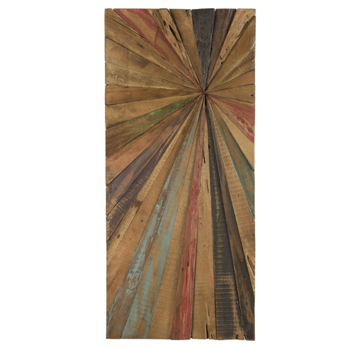 SAM - Décoration murale rectangulaire 100x40cm bois Teck recyclé multicolore