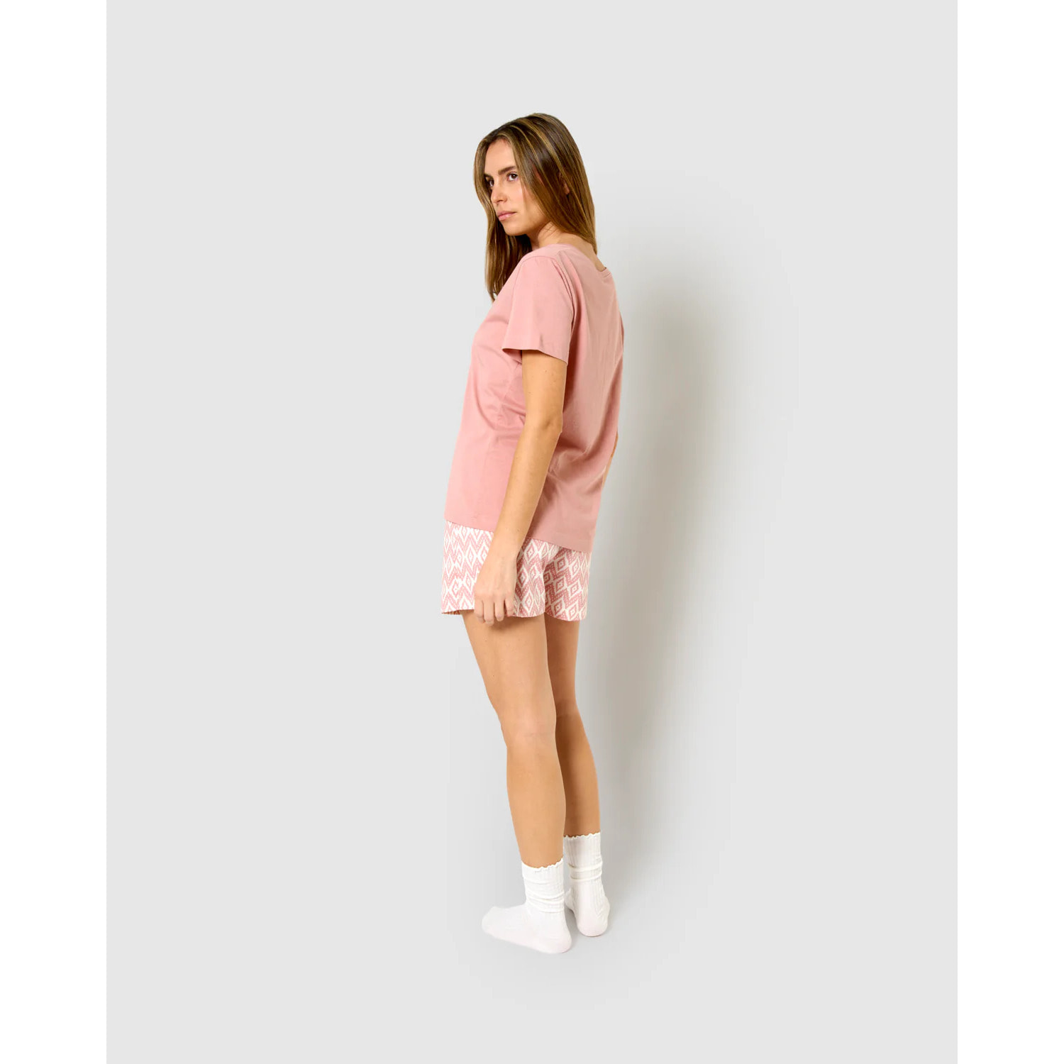 Pigiama corto rosa in cotone