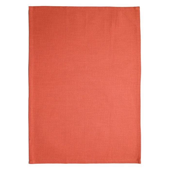 Torchon de cuisine en coton uni aspect tissé - Terracotta