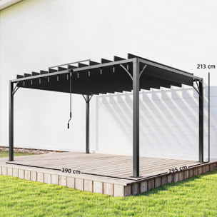 Pérgola de Jardín 3x4 m, Cenador de Jardín con Techo de Lamas Orientables a 135°, Estructura de Aluminio, Protección UPF50+, Pabellón para Exterior, Patio, Terraza, Gris Oscuro