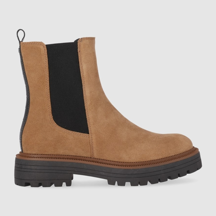 Botines de Serraje - Taupe - Tacón: Bajo