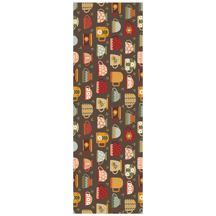 Passatoia tappeto cucina bagno ingresso multiuso, disegno con tazze