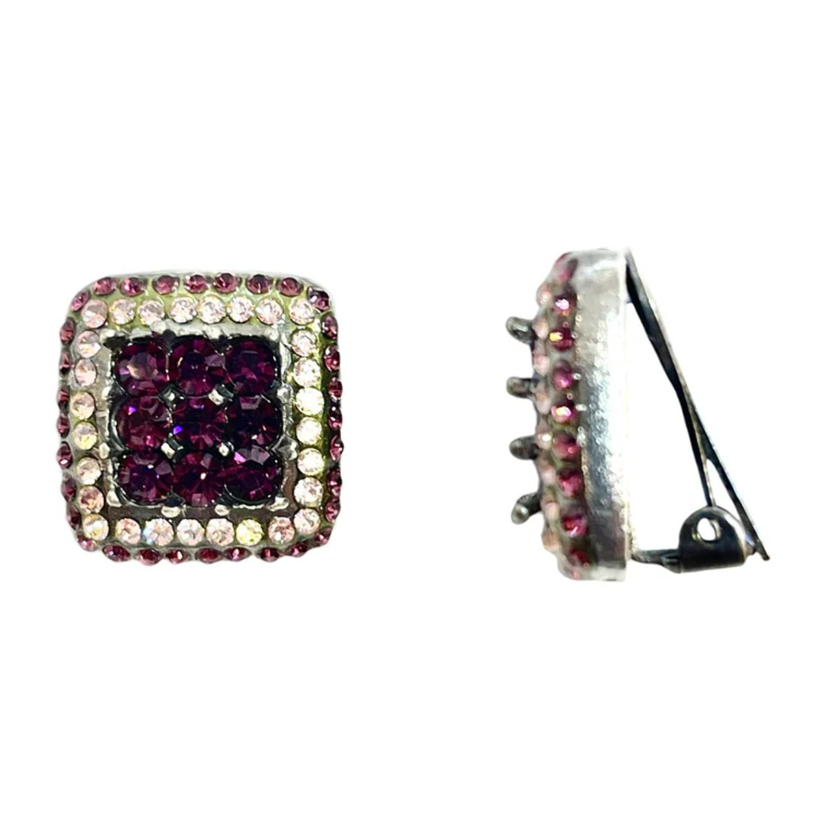 Pendiente clip multicristal Sw y plata 925 10µ