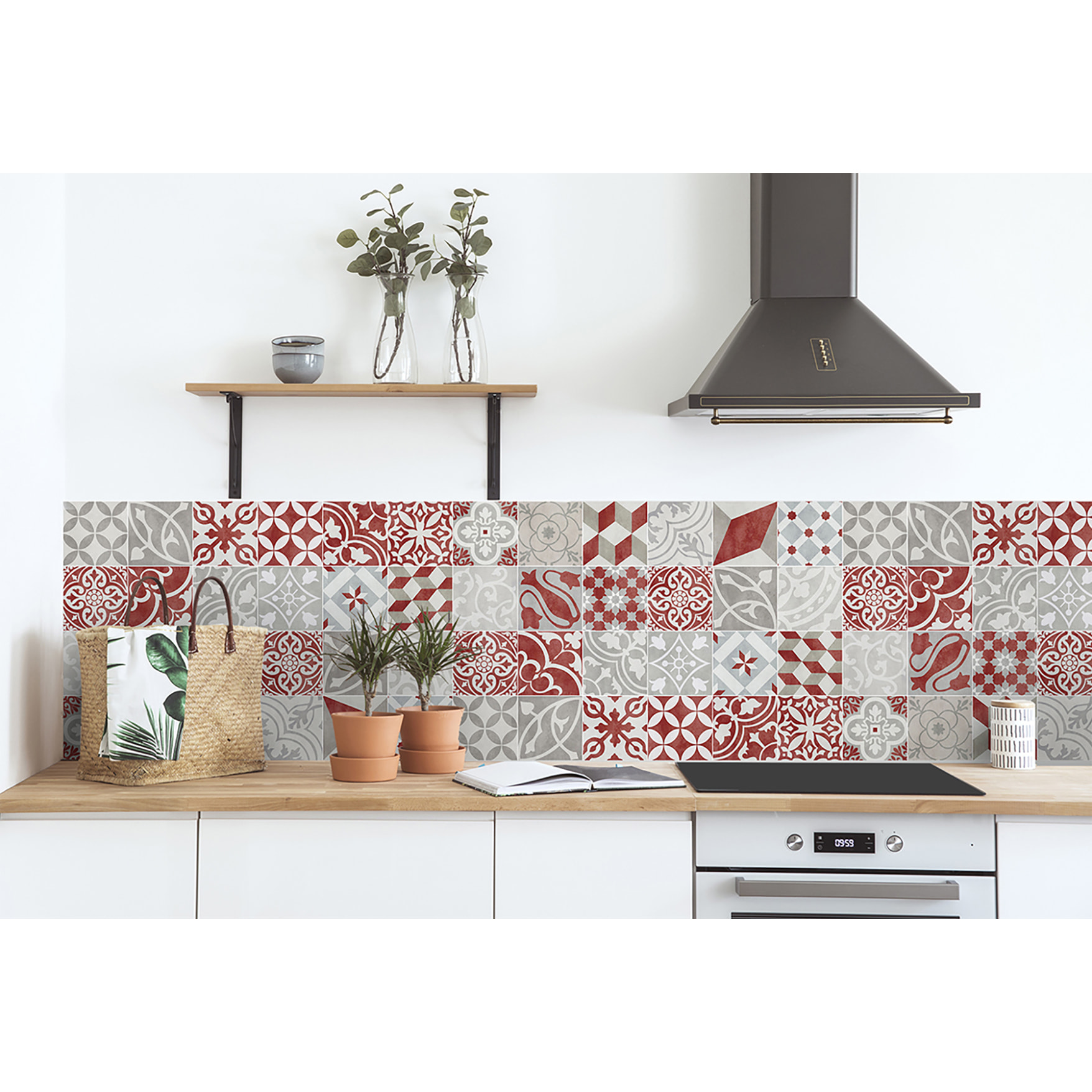 Stickers adhesivos de CERAMIKO - Antique rojo 100x100