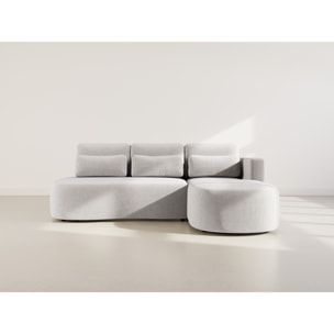 Mahina - canapé d'angle droit 4 places convertible avec coffre en velours côtelé - Gris clair