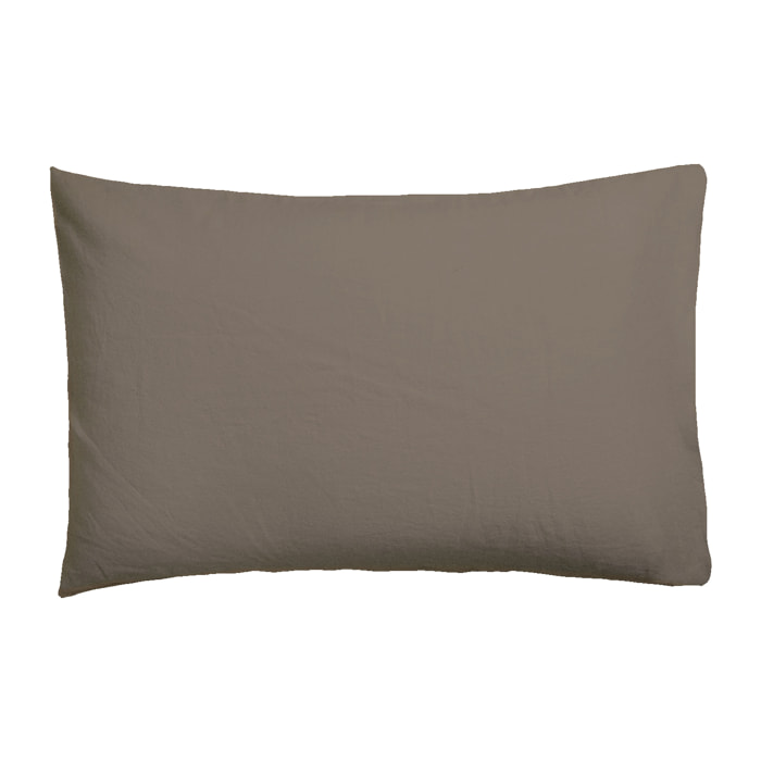 Taie d'oreiller liso marron beige