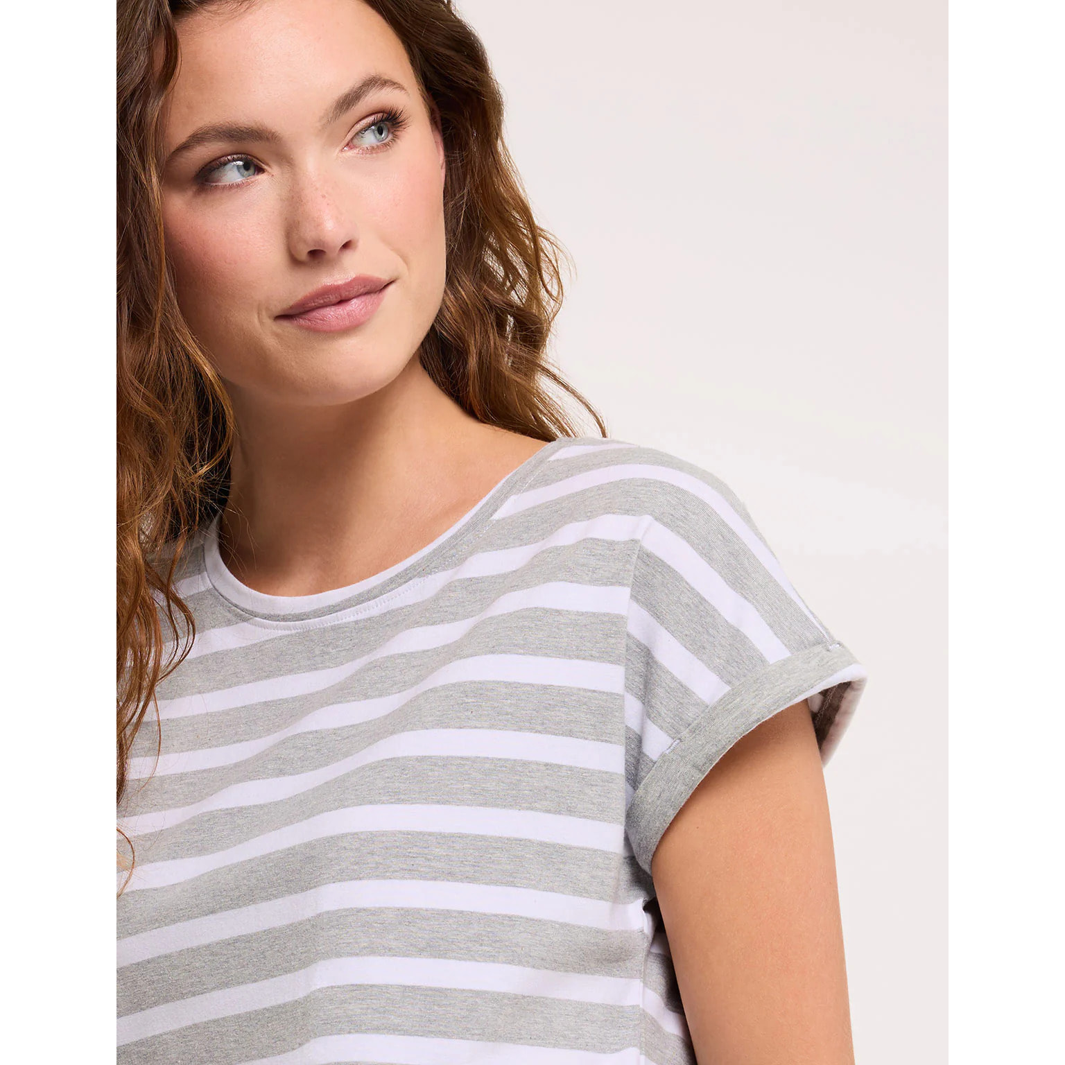 Camiseta Manga Corta de Rayas Gris - Madonna