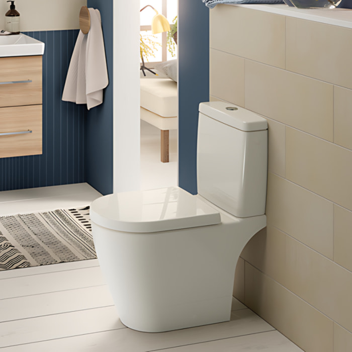 WC à poser compact sans bride sortie horizontale Avento avec abattant frein de chute et SlimSeat