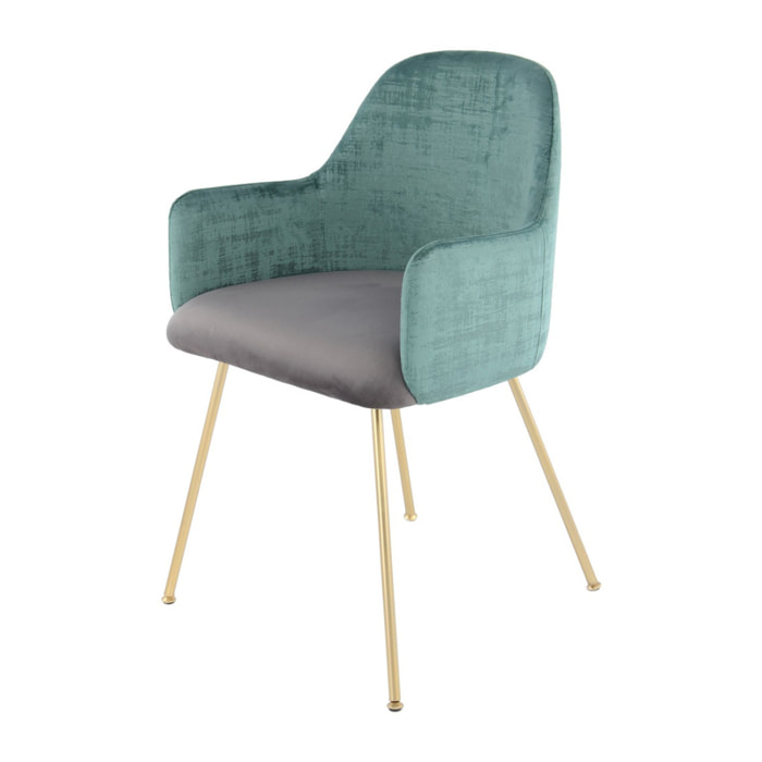 Sedia di design Richard in velluto verde e grigio