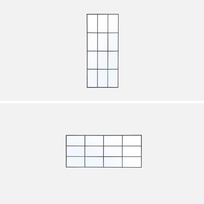 Miroir rectangulaire industriel acier noir - 60 x 140 x 2.5 cm - Terry