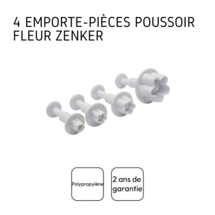 Lot de 4 emporte-pièces fleur pour pâte à sucre Zenker Emporte-pièces