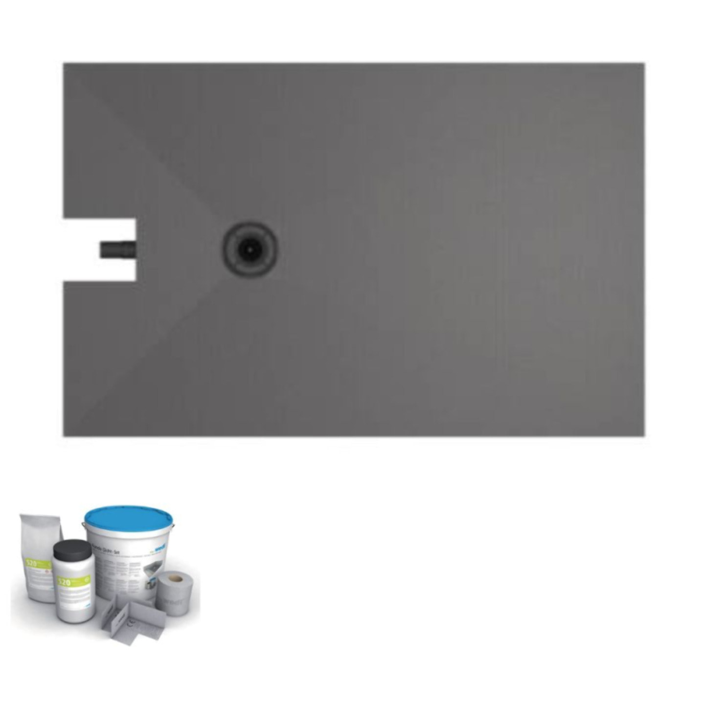 Receveur à carreler 160 x 100 cm WEDI Fundo Plano, bonde intégrée + kit d'étanchéité