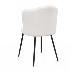 Chaises Arielle en bouclette crème et pieds noirs - lot de 2