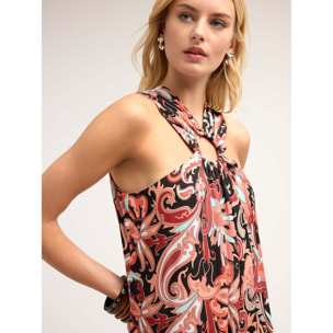 Motivi - Vestido largo con estampado étnico - Rojo