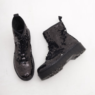 ANFIBIO 8 BUCHI PLATFORM PAILLETTES NERO