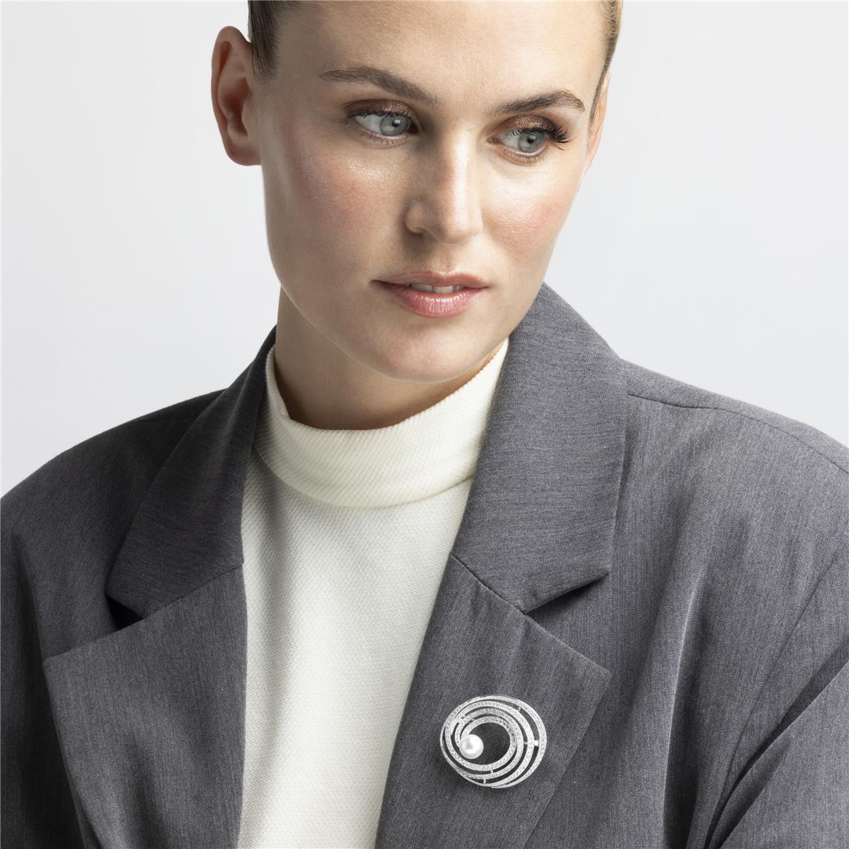 Broche con Circonita Brillante acabado plata