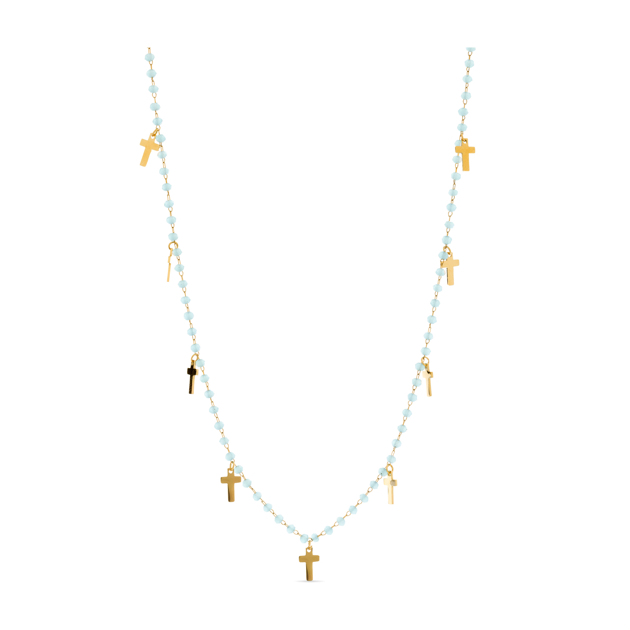 Collar de Cristal Azul acabado en oro amarillo de 18k