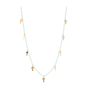 Collar de Cristal Azul acabado en oro amarillo de 18k