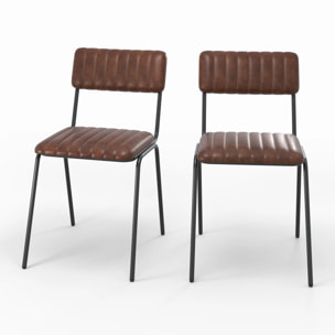 Lot de 2 chaises en cuir de buffle marron - Arsène