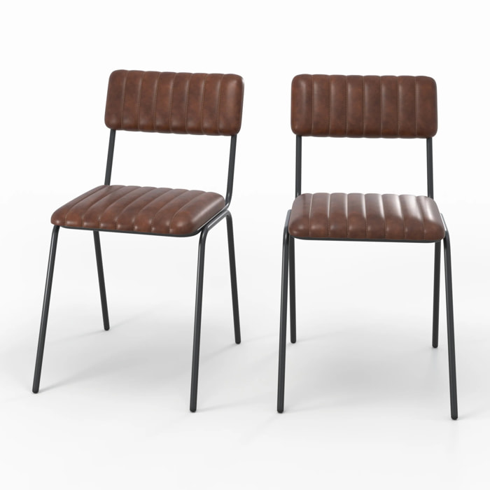 Lot de 2 chaises en cuir de buffle marron - Arsène