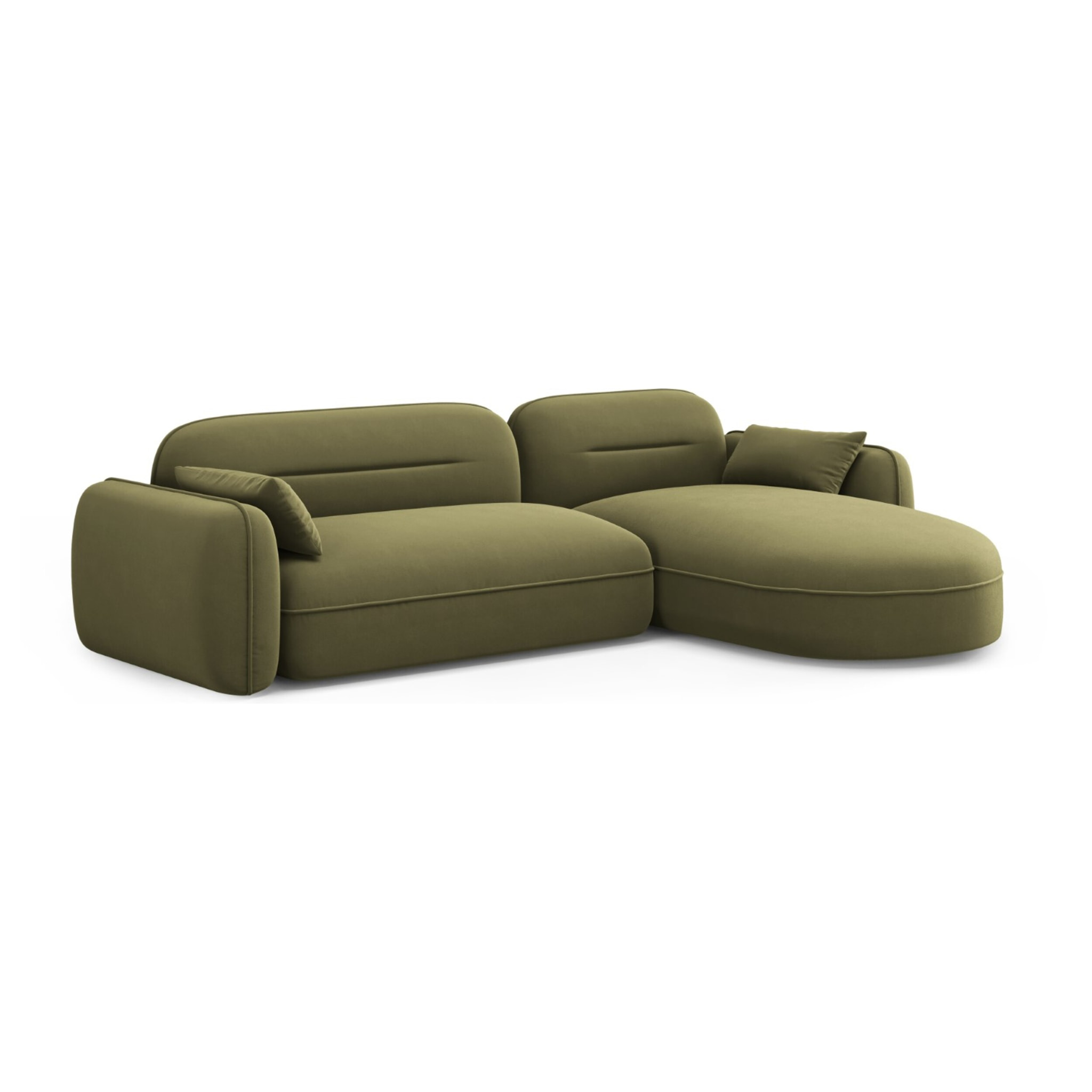 Canapé d'angle droit modulable "Sydney" 4 places en velours vert clair