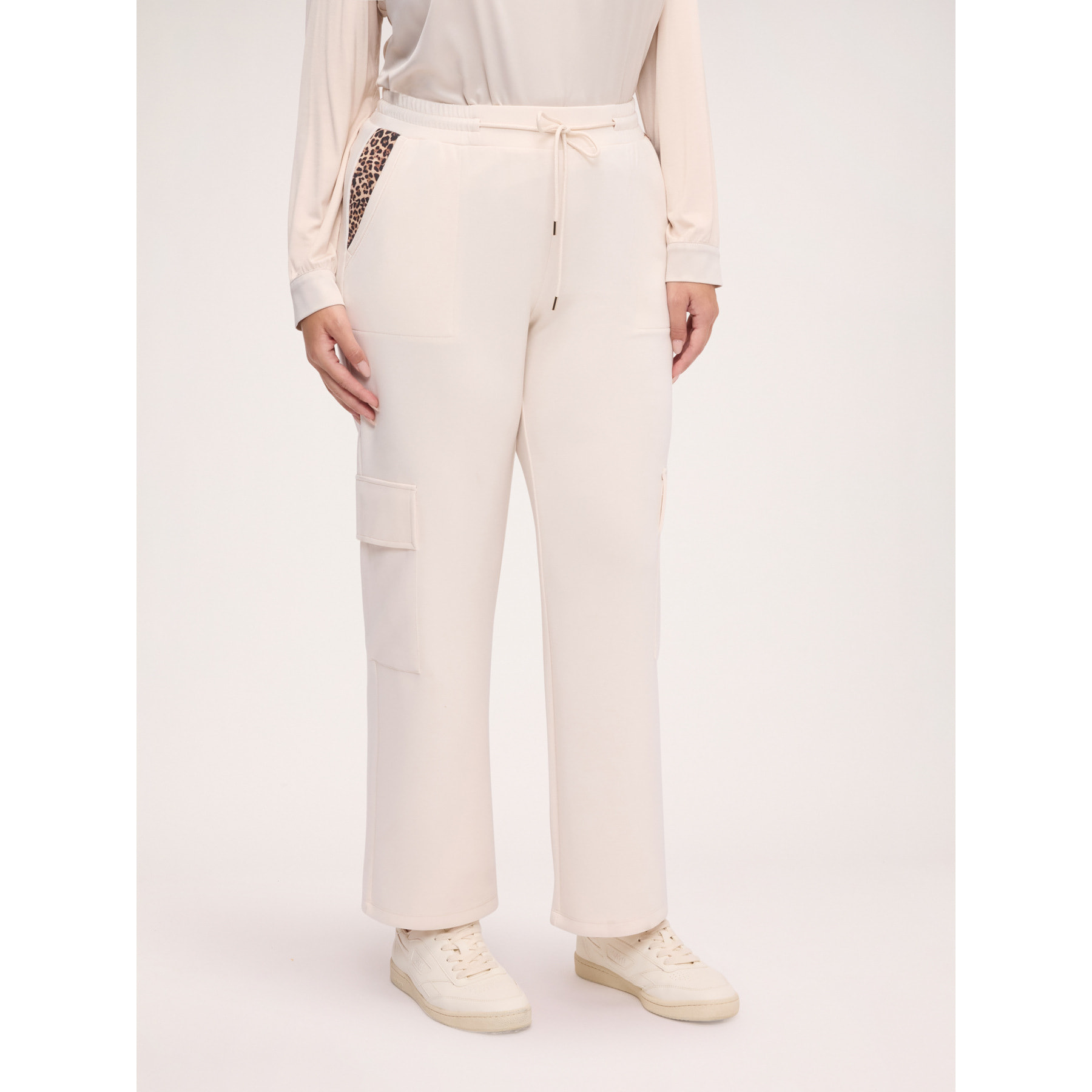 Fiorella Rubino - Pantaloni cargo con stampa macula - Beige