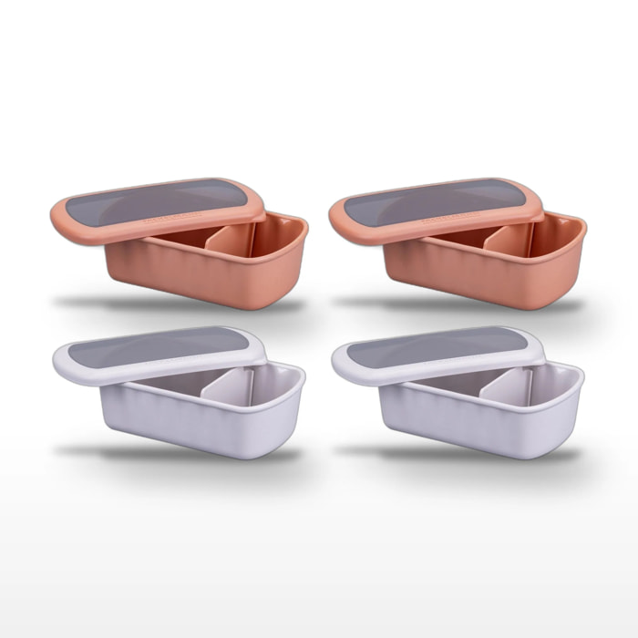 Lot de 4 Lunchbox Fackelmann Storage Rouge et Beige