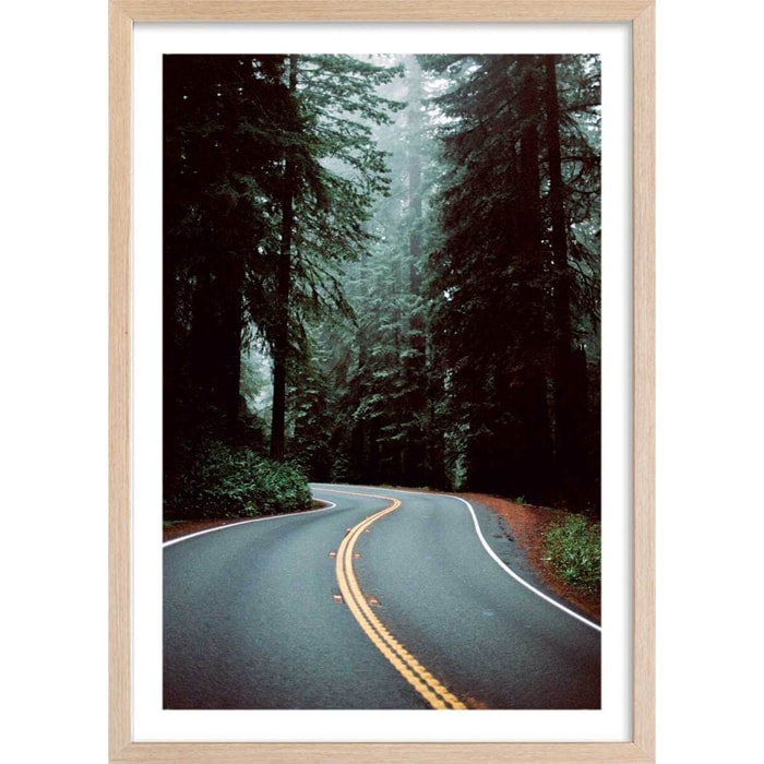 Poster photo paysage montagne ""oregon"" Affiche + cadre en bois - Chêne