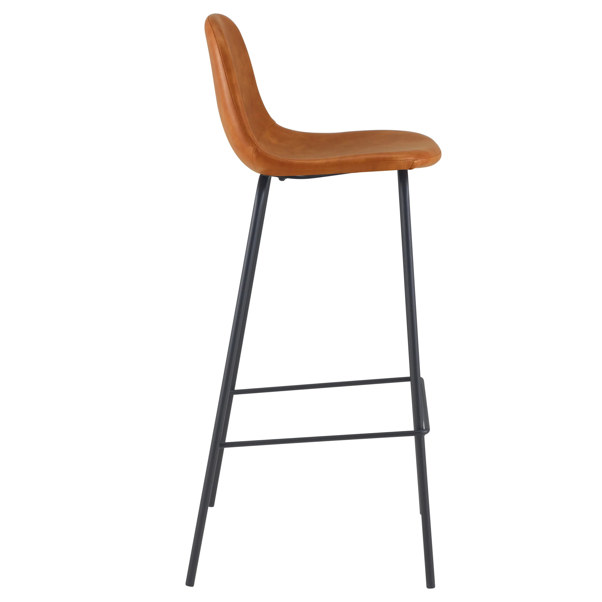 Lot de 2 chaises de bar 75 cm en cuir synthétique camel - Henrik