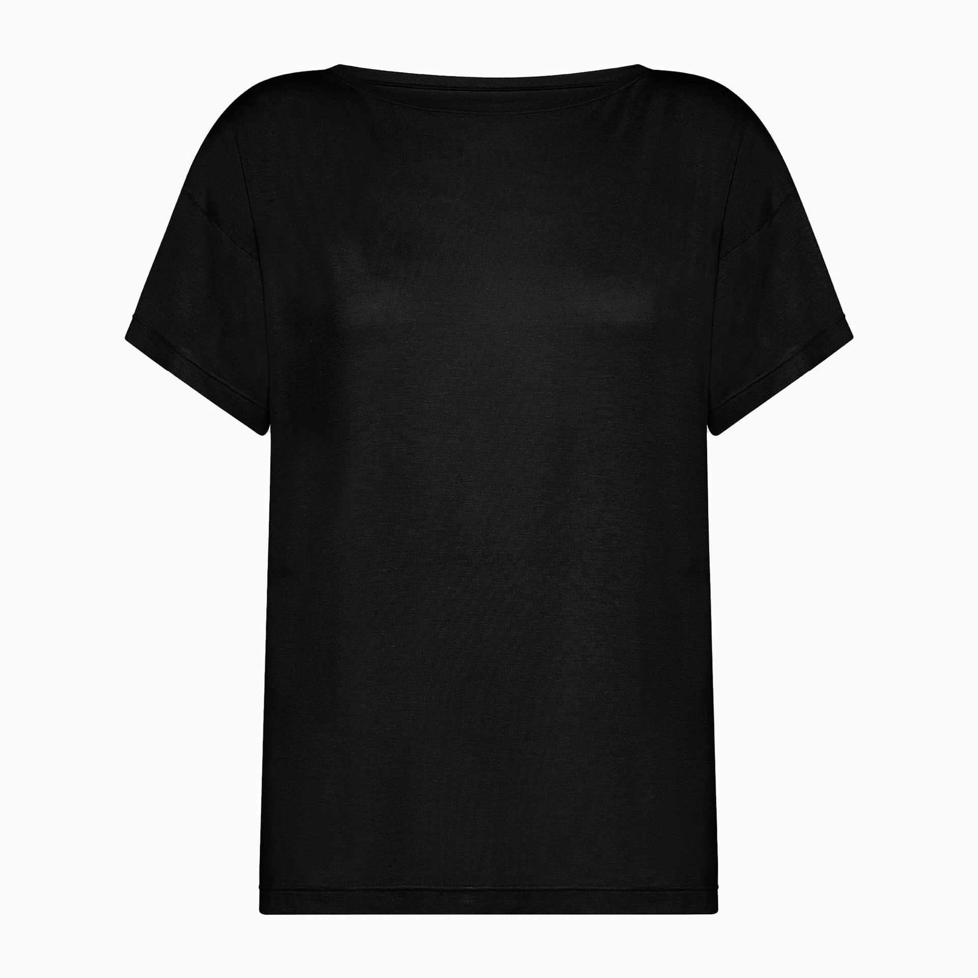 Maglia manica corta scollo barchetta in viscosa sostenibile vestibilità over