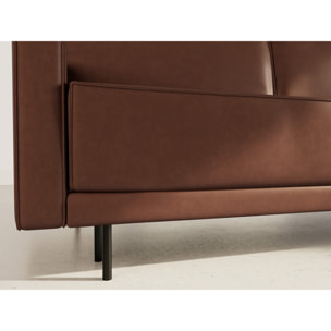 Charlie - Canapé droit 3 places convertible avec coffre en simili - Marron