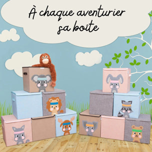 Boîte de rangement en tissu pour enfant "raton laveur" avec couvercle, compatible Ikea Kallax Lifeney