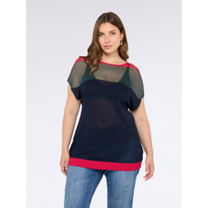 Fiorella Rubino - Jersey calado en bloques de color - Azul