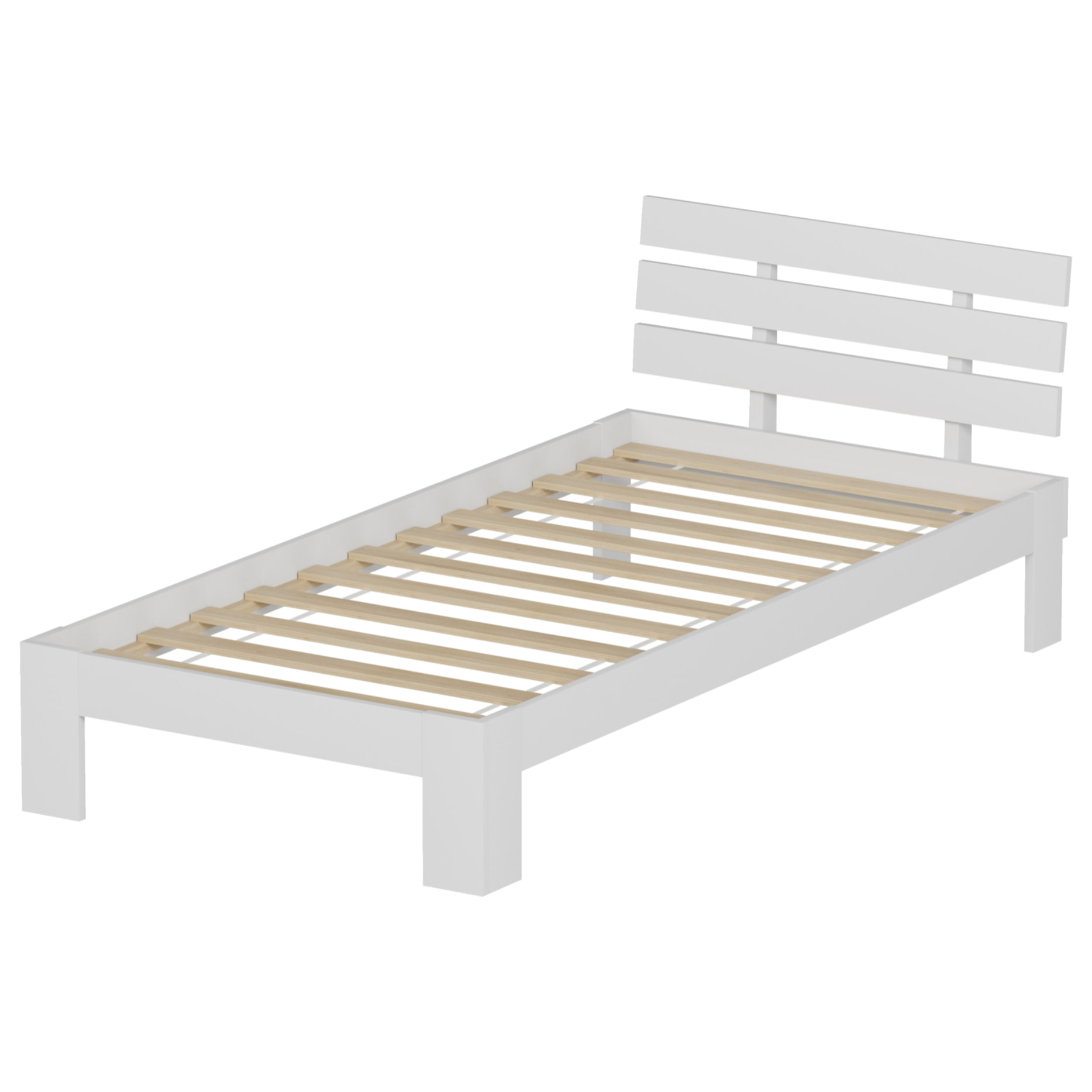 Lit en bois avec tête de lit 90x190cm blanc FINN