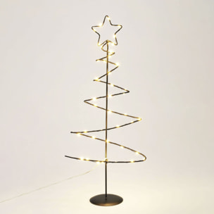 árbol navideño decorativo de metal negro con estrella con 46 luces led y temporizador 24x10x53cm