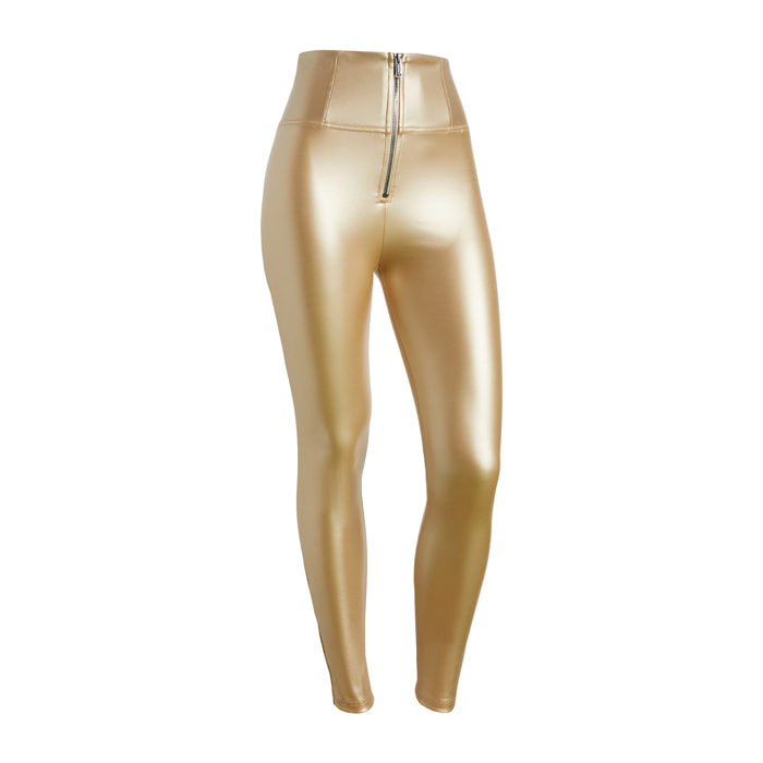 Pantaloni WR.UP® vita altissima in similpelle metallizzata