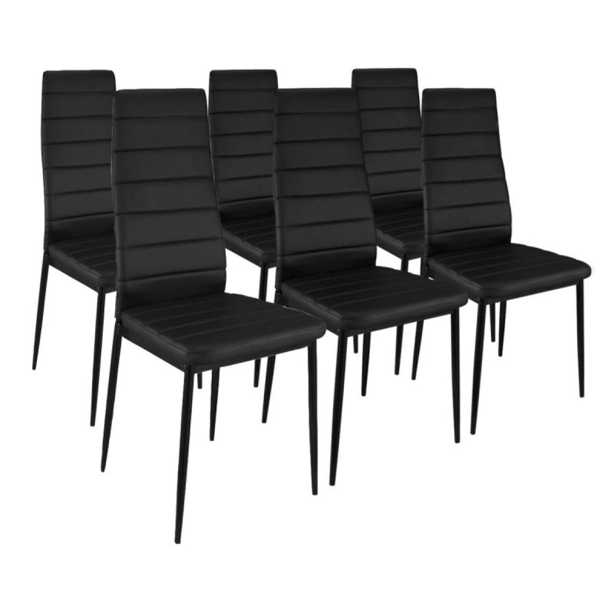 Pack 6 sillas de comedor símil piel Emi Negro