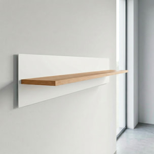 Mensola Da Soggiorno Parete Muro Ripiano Libri Oggetti Decorativa Salotto Arredo Design Moderno Minimal Living Abbinabile 138x20x20 Cm Bianco E Rovere