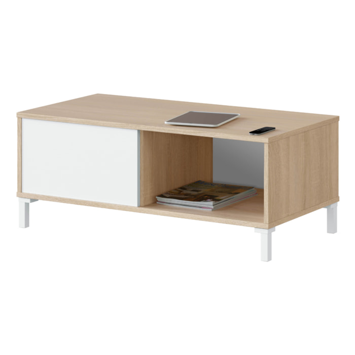 Mesa De Centro Auxiliar Urban Plus 40x100x50 Cm Roble Canadian / Blanco Artik