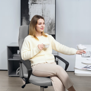 Silla de Oficina de Malla Silla de Escritorio Giratoria con Altura Ajustable Función Basculante Respaldo y Asiento Transpirable Carga 120 kg para Estudio Gris Claro