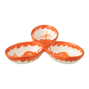 J-Line plat à tapas Granada Clover - céramique - blanc/orange