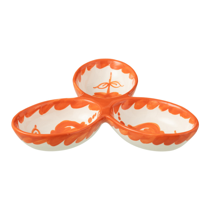 J-Line plat à tapas Granada Clover - céramique - blanc/orange