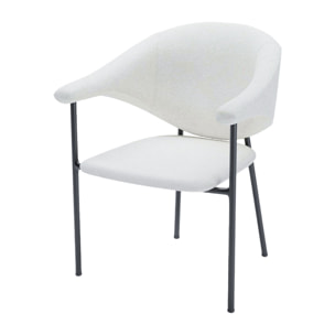 Lot de 2 chaises avec accoudoir design en velours beige