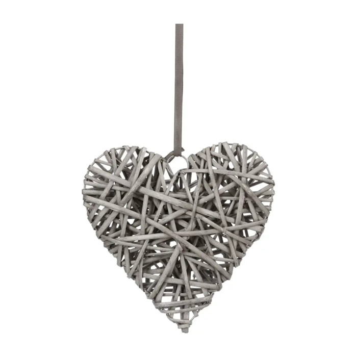 Déco murale "Coeur" - osier - D25 cm