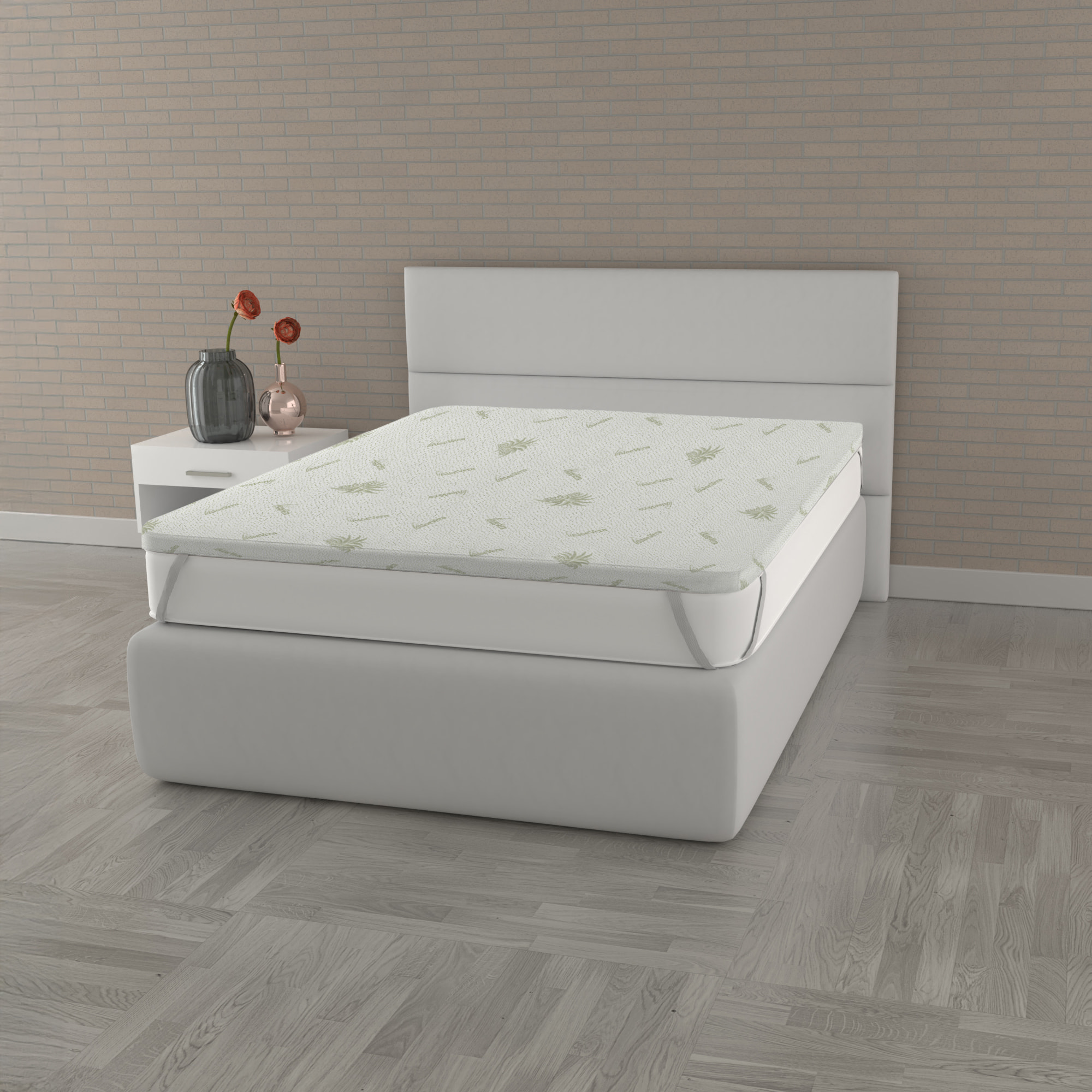 TOPPER MEMORY CON FODERA ALOE, MADE IN ITALY, PIAZZA E MEZZA FRANCESE