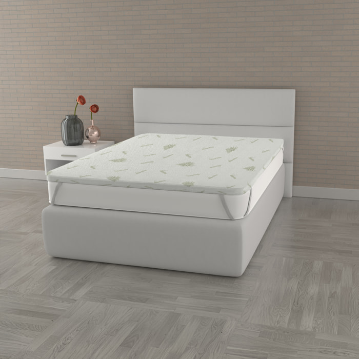 TOPPER MEMORY CON FODERA ALOE, MADE IN ITALY, PIAZZA E MEZZA FRANCESE